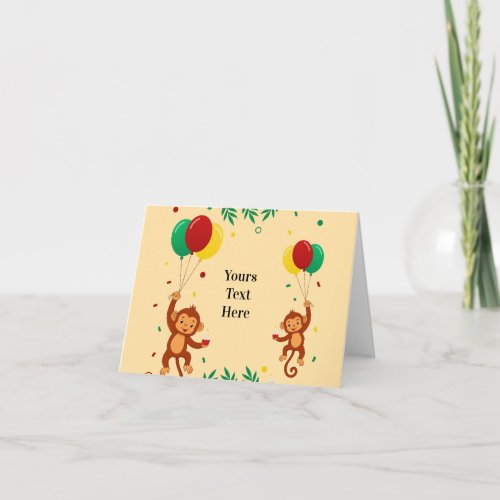 Flying Monkey Balloon Letterpress Thank You Card