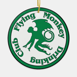 Flying Monkey Drinking Club Ceramic Ornament