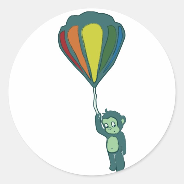 flying monkey : hot air balloon classic round sticker (Front)