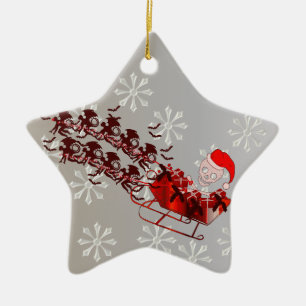 Flying Monkey Santa Ceramic Ornament