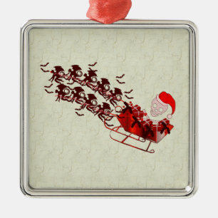 Flying Monkey Santa Metal Ornament