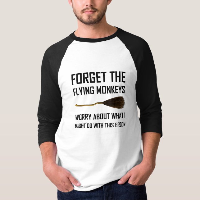 Flying Monkeys Witch Broom T-Shirt (Front)