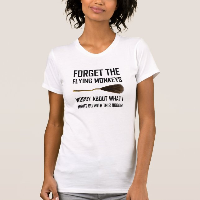 Flying Monkeys Witch Broom T-Shirt (Front)
