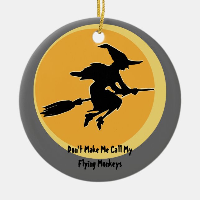 Flying Monkeys Witch (customizable) Ceramic Ornament (Front)