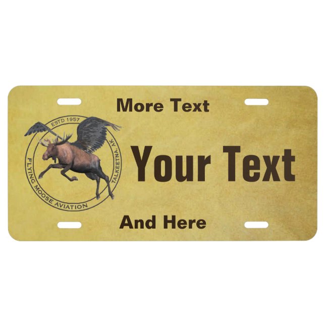 Flying Moose Aviation License Plate (Front)