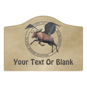 Flying Moose Aviation Logo Door Sign