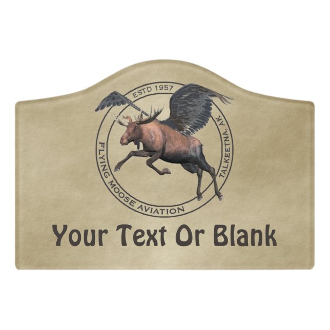 Flying Moose Aviation Logo Door Sign (Small Crest Front)