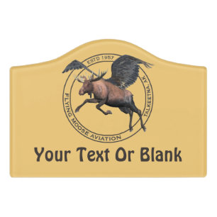 Flying Moose Aviation Logo Door Sign