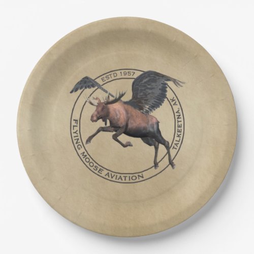 Flying Moose Aviation Logo Paper Plates
