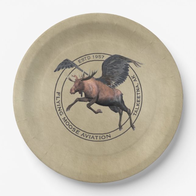Flying Moose Aviation Logo Paper Plates (Front)
