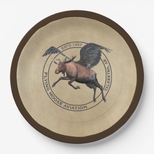 Flying Moose Aviation Logo Paper Plates