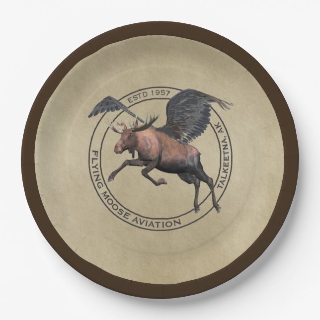 Flying Moose Aviation Logo Paper Plates (Front)
