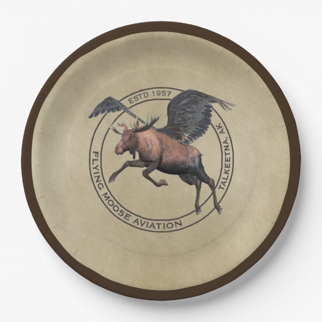 Flying Moose Aviation Logo Paper Plates (Front)