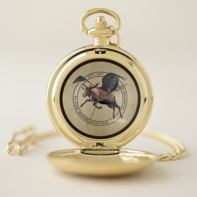 Flying Moose Aviation Logo Pocket Watch (Inside)