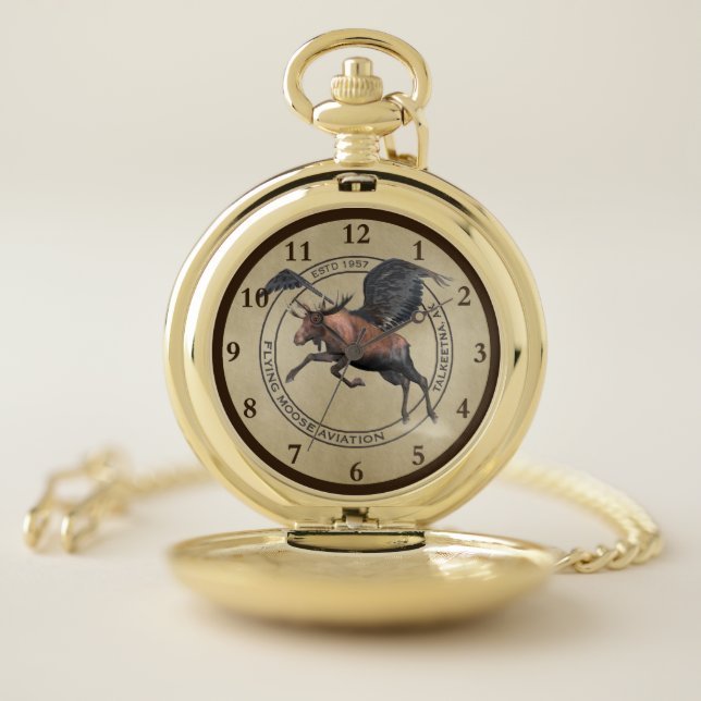 Flying Moose Aviation Logo Pocket Watch (Inside)