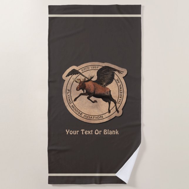 Flying Moose Aviation Patch Beach Towel (Front)