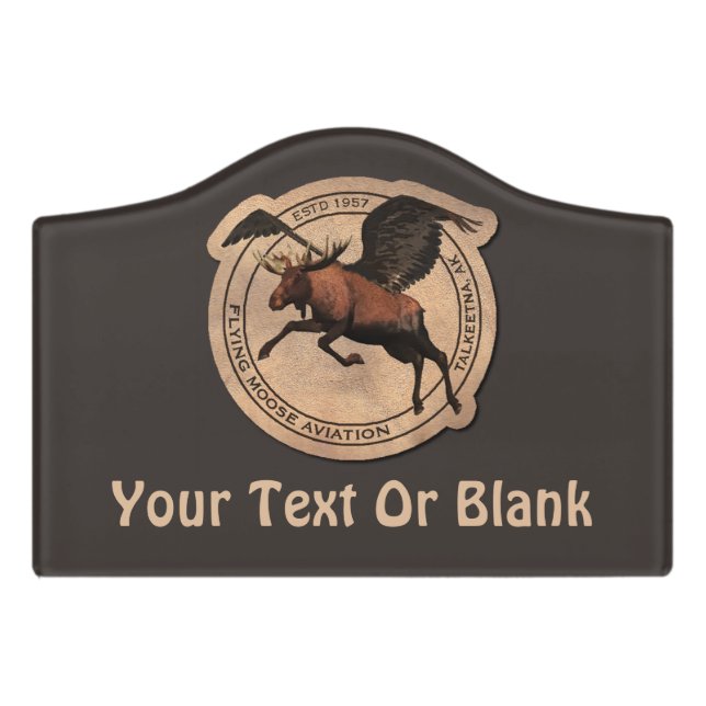 Flying Moose Aviation Patch Door Sign (Small Crest Front)