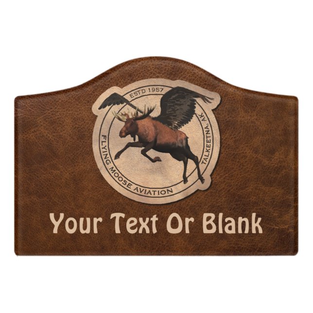 Flying Moose Aviation Patch Door Sign (Small Crest Front)