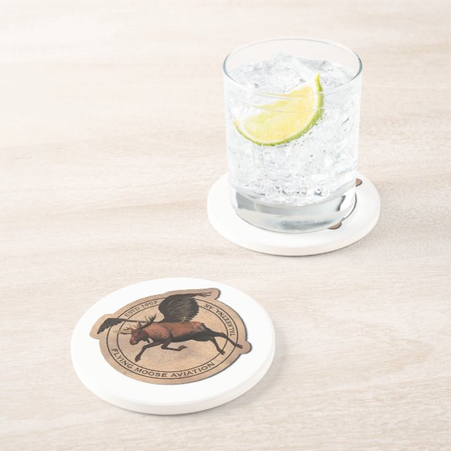 Flying Moose Aviation Patch Drink Coaster (Side)