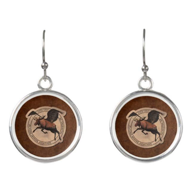 Flying Moose Aviation Patch Earrings (Front)