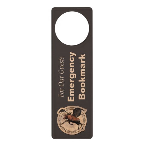 Flying Moose Aviation Patch Emergency Bookmark Door Hanger