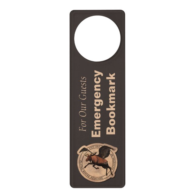 Flying Moose Aviation Patch Emergency Bookmark Door Hanger (Front)