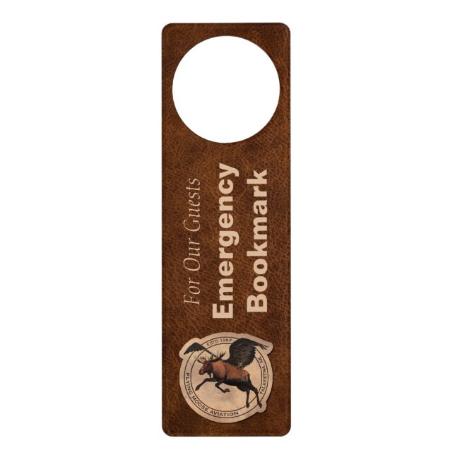 Flying Moose Aviation Patch Emergency Bookmark Door Hanger (Front)