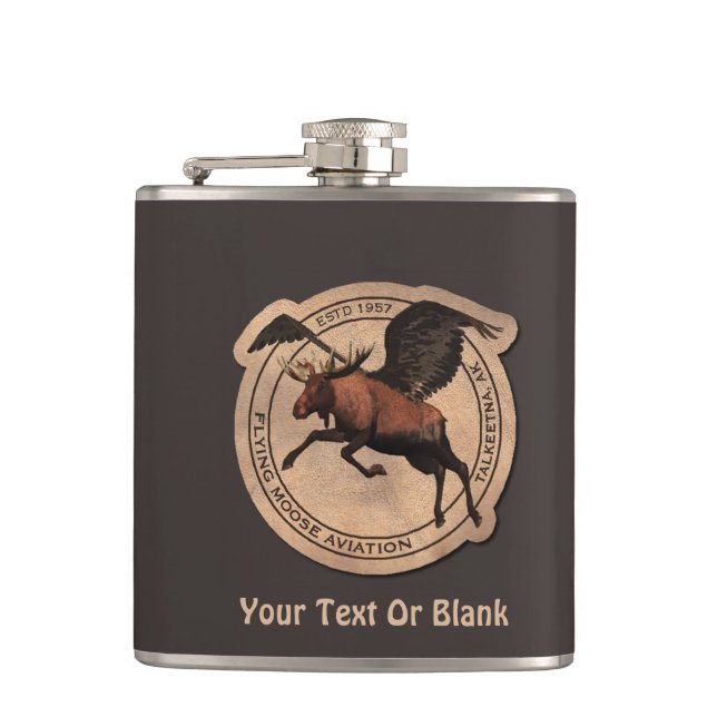 Flying Moose Aviation Patch Flask (Front)