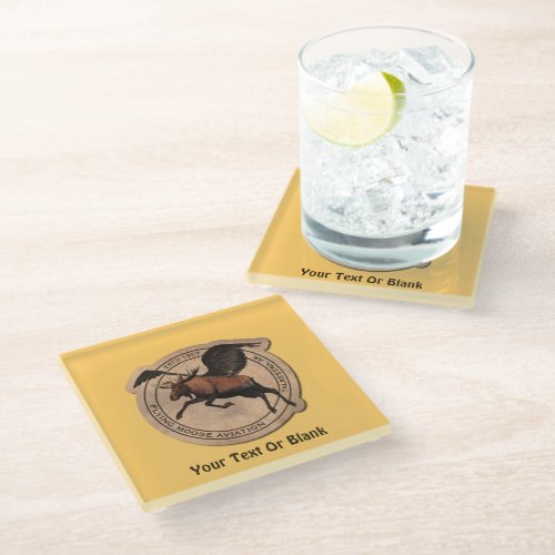 Flying Moose Aviation Patch Glass Coaster