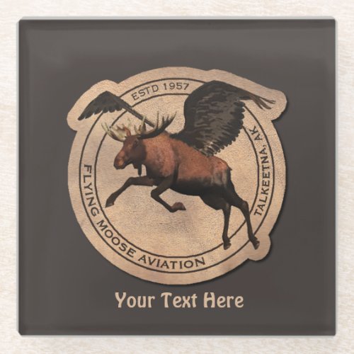 Flying Moose Aviation Patch Glass Coaster