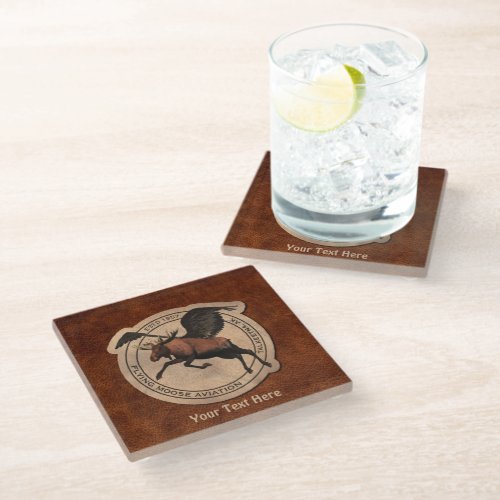 Flying Moose Aviation Patch Glass Coaster