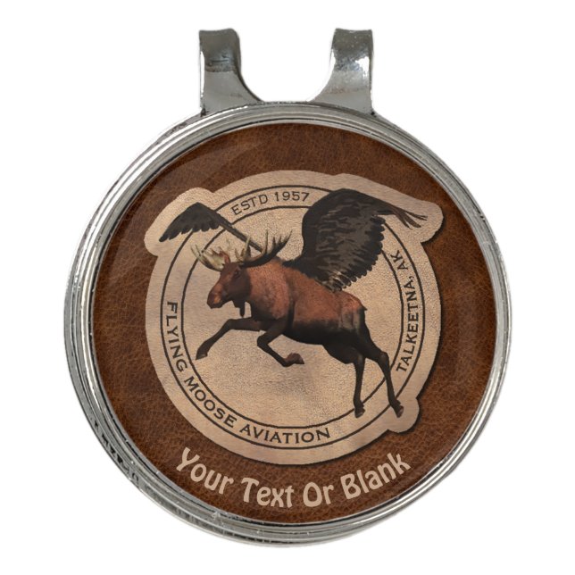 Flying Moose Aviation Patch Golf Hat Clip (Front)