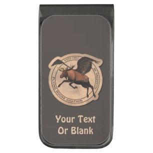 Flying Moose Aviation Patch Gunmetal Finish Money Clip