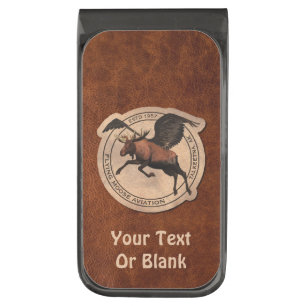 Flying Moose Aviation Patch Gunmetal Finish Money Clip