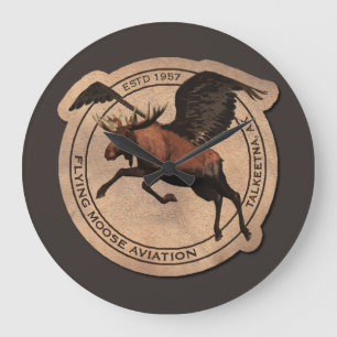 Flying Moose Aviation Patch Large Clock