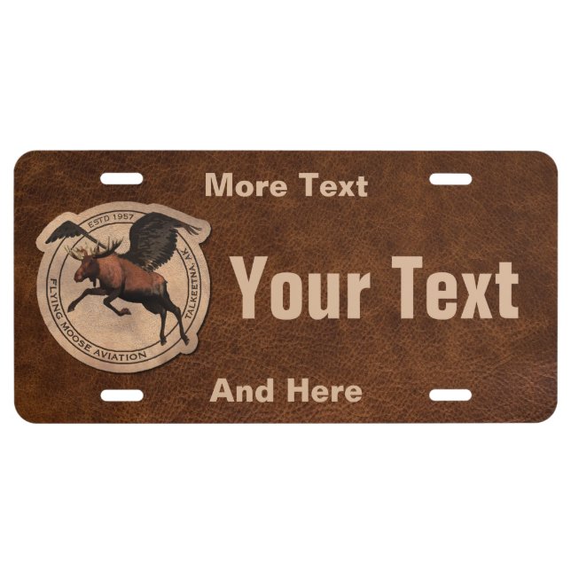 Flying Moose Aviation Patch License Plate (Front)
