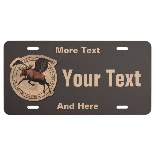 Flying Moose Aviation Patch License Plate