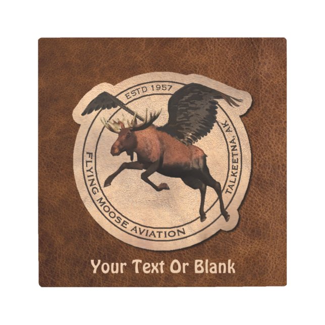 Flying Moose Aviation Patch Metal Print (Front)