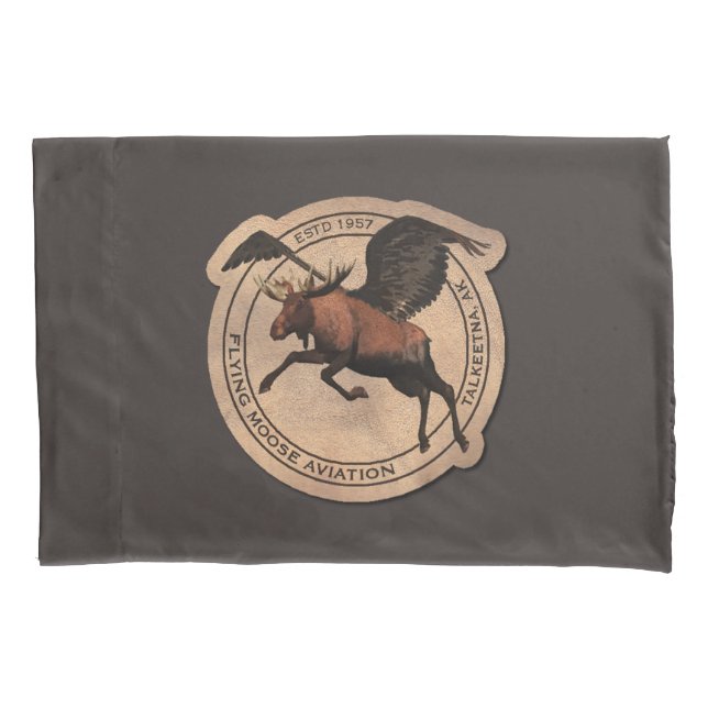 Flying Moose Aviation Patch Pillow Case (Front)