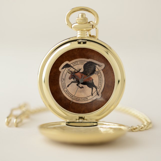 Flying Moose Aviation Patch Pocket Watch (Inside)