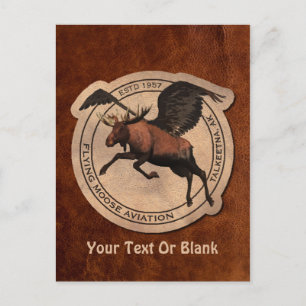 Flying Moose Aviation Patch Postcard