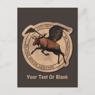 Flying Moose Aviation Patch Postcard