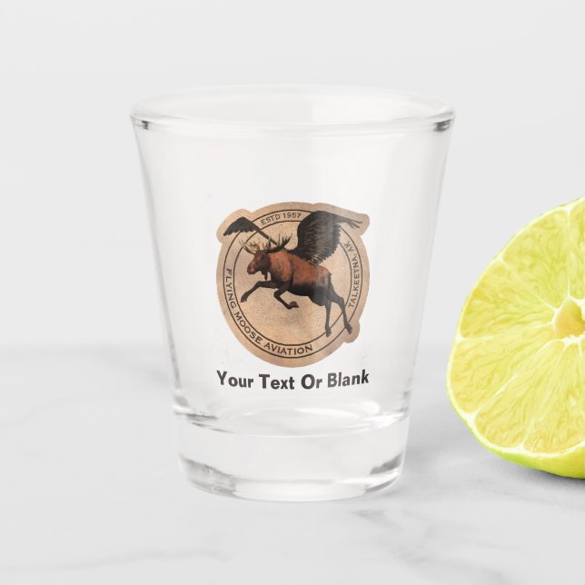 Flying Moose Aviation Patch Shot Glass (Front)