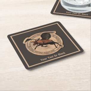 Flying Moose Aviation Patch Square Paper Coaster