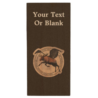 Flying Moose Aviation Patch Wood USB Flash Drive