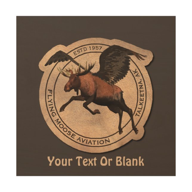 Flying Moose Aviation Patch Wood Wall Art (Front)