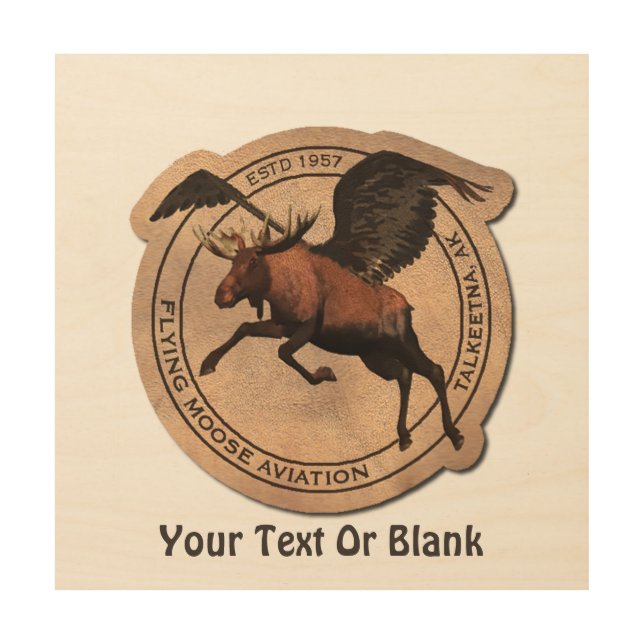 Flying Moose Aviation Patch Wood Wall Decor (Front)