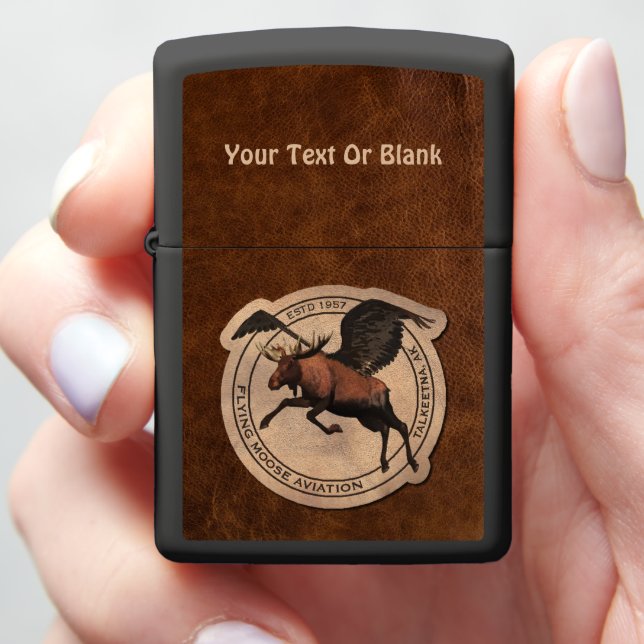 Flying Moose Aviation Patch Zippo Lighter (In Hand)