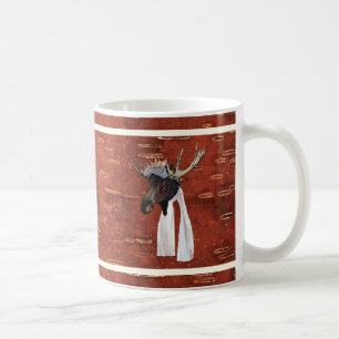 Flying Moose Aviation Pilot On inner Birch Bark Coffee Mug