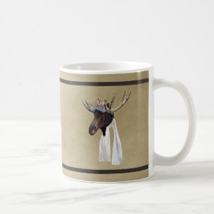 Flying Moose Aviation Pilot On Old Paper Coffee Mug